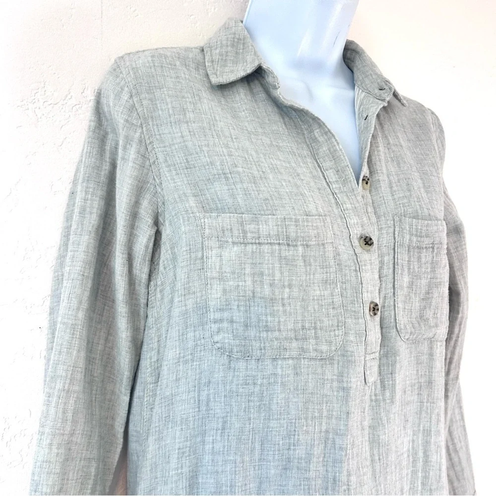MARINE LAYER Quinn Popover Henley Shirt Dress Size S Heather Gray